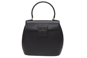 Givenchy ジバンシー ハンドバッグロゴプレート ブラック レザー GIVENCHY ジバンシー レザー 初期 ケリー型 ハンドバッグ ブラック 黒