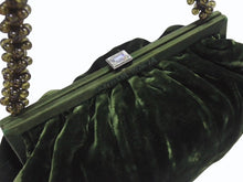 画像をギャラリービューアに読み込む, BOTTEGAVENETA ボッテガヴェネタ ハンドバッグ パーティーバッグ がま口 ベルベット グリーン 美品 中古 4b005180