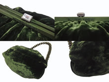 画像をギャラリービューアに読み込む, BOTTEGAVENETA ボッテガヴェネタ ハンドバッグ パーティーバッグ がま口 ベルベット グリーン 美品 中古 4b005180