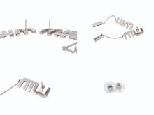 Load image into Gallery viewer, MIUMIU ミュウミュウ ピアス ぶら下がり 両耳 ラインストーン ブランドロゴ 5JO661 2DNC F0OKL 16.1g 美品 中古 4b005184