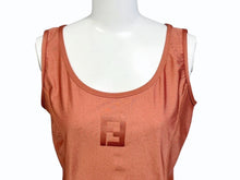 画像をギャラリービューアに読み込む, 極美品 FENDI フェンディ タンクトップ ノースリーブ 523826 サイズ44 ロゴパッチ ポリアミド エラスタン オレンジ 中古 4b005197