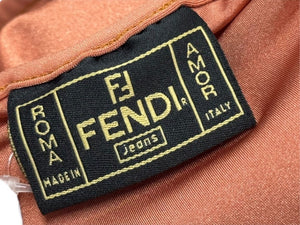 極美品 FENDI フェンディ タンクトップ ノースリーブ 523826 サイズ44 ロゴパッチ ポリアミド エラスタン オレンジ 中古 4b005197