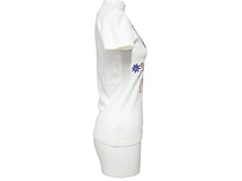 画像をギャラリービューアに読み込む, 極美品 Christian Dior クリスチャンディオール Vネック半袖Tシャツ 5E16155952 サイズ36 ミラー フラワー 刺繍 ガリアーノ期 中古 4b005201