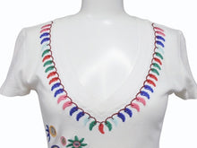 画像をギャラリービューアに読み込む, 極美品 Christian Dior クリスチャンディオール Vネック半袖Tシャツ 5E16155952 サイズ36 ミラー フラワー 刺繍 ガリアーノ期 中古 4b005201