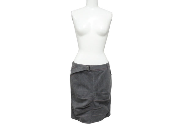 極美品 Christian Dior クリスチャンディオール デニムスカート 3E12033591 サイズ38 ベルテッドデザイン ステッチ ガリアーノ期 中古 4b005215