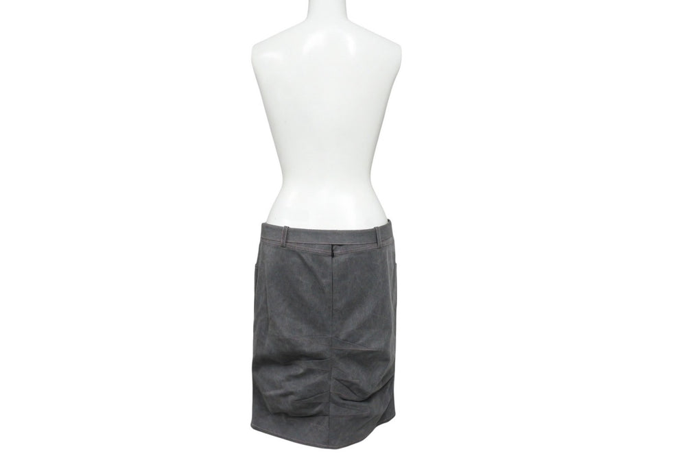 Very Good Condition Christian Dior Denim Skirt 3E12033591 Size 38 Belted Design Stitch Galliano Period Used 4b005215