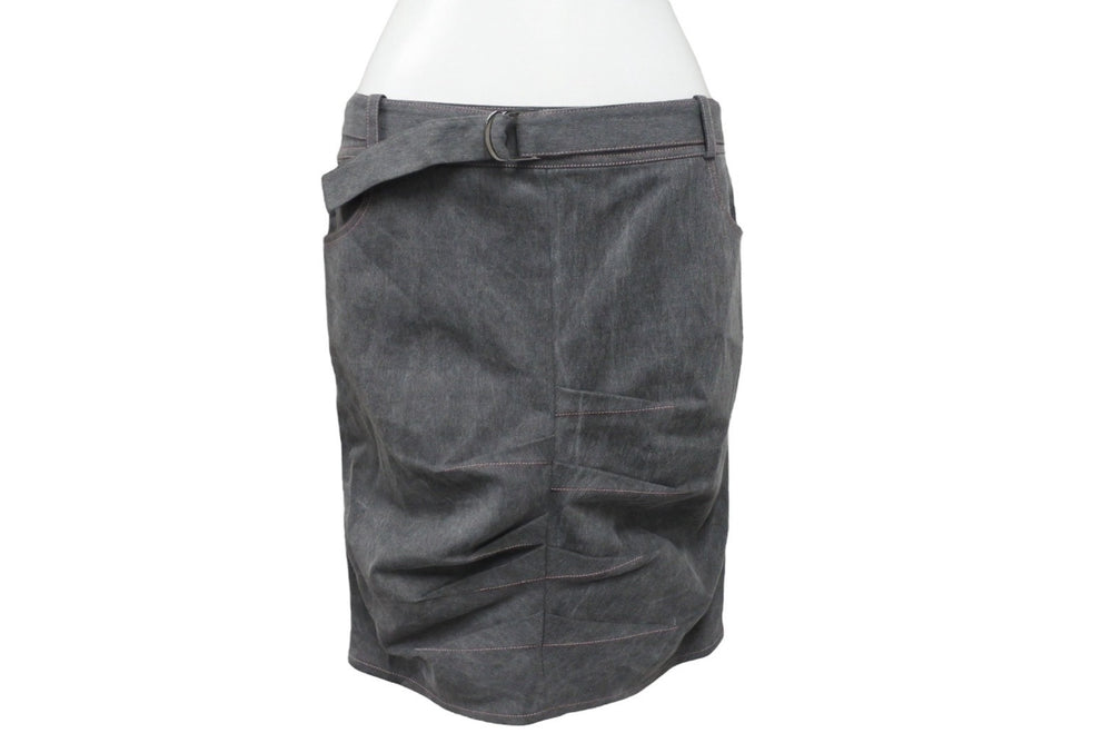 極美品 Christian Dior クリスチャンディオール デニムスカート 3E12033591 サイズ38 ベルテッドデザイン ステッチ ガリアーノ期 中古 4b005215