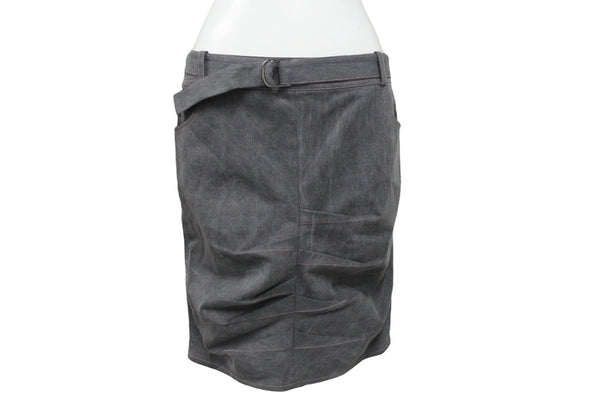 極美品 Christian Dior クリスチャンディオール デニムスカート 3E12033591 サイズ38 ベルテッドデザイン ステッチ ガリアーノ期 中古 4b005215