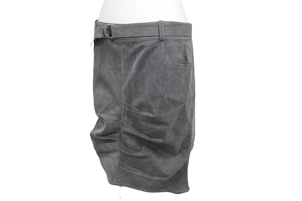 極美品 Christian Dior クリスチャンディオール デニムスカート 3E12033591 サイズ38 ベルテッドデザイン ステッチ ガリアーノ期 中古 4b005215