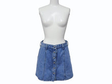 Load image into Gallery viewer, 極美品 CHROME HEARTS クロムハーツ デニムスカート サイズM クロスボールボタン シルバ−925 インディゴブルー 中古 4b005221