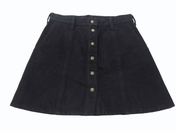 CHROME HEARTS クロムハーツ デニムスカート サイズM クロスボールボタン シルバ−925 ブラック 美品 中古 4b005222