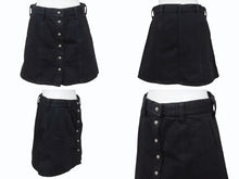 Load image into Gallery viewer, CHROME HEARTS クロムハーツ デニムスカート サイズM クロスボールボタン シルバ−925 ブラック 美品 中古 4b005222