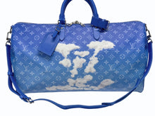 画像をギャラリービューアに読み込む, 極美品 LOUIS VUITTON ルイヴィトン ボストンバッグ キーポルバンドリエール 50 M45428 ブルー ホワイト シルバー金具 4b005229