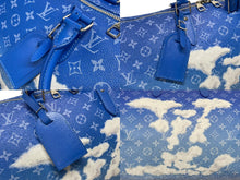 画像をギャラリービューアに読み込む, 極美品 LOUIS VUITTON ルイヴィトン ボストンバッグ キーポルバンドリエール 50 M45428 ブルー ホワイト シルバー金具 4b005229