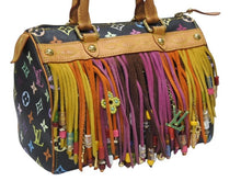 Load image into Gallery viewer, LOUIS VUITTON ルイヴィトン 村上隆 スピーディ25 フラーンジュ フリンジ M40114 モノグラムマルチ ブラック 美品 中古 4b005231