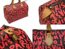 画像をギャラリービューアに読み込む, 極美品 LOUIS VUITTON ルイヴィトン モノグラム グラフィティ スピーディ30 ハンドバッグ M93704 ピンク PVC ヌメ革 中古 4b005232