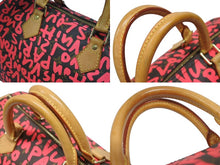 画像をギャラリービューアに読み込む, 極美品 LOUIS VUITTON ルイヴィトン モノグラム グラフィティ スピーディ30 ハンドバッグ M93704 ピンク PVC ヌメ革 中古 4b005232