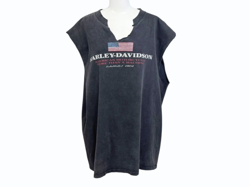 VINTAGE 90's HARLEY-DAVIDSON Cut-off T-shirt Sleeveless Size XL 1998 Good used 4b005234
