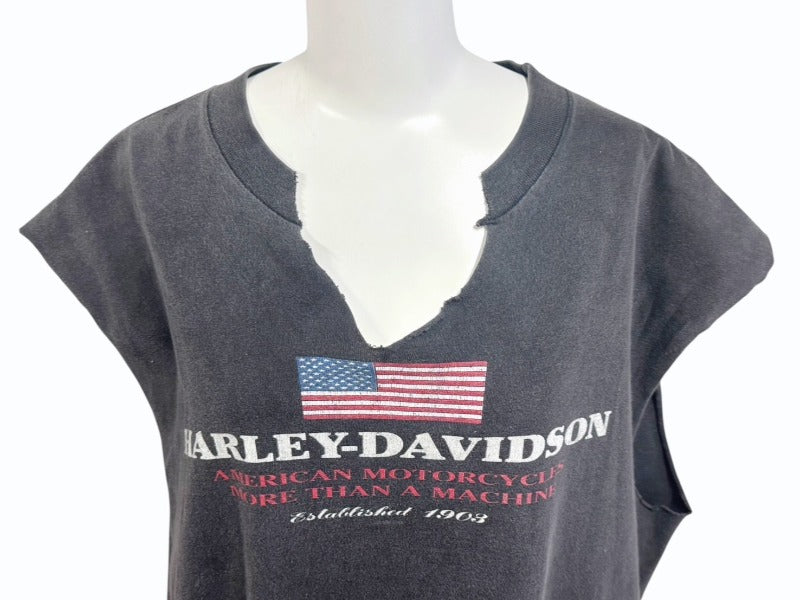 VINTAGE 90's HARLEY-DAVIDSON Cut-off T-shirt Sleeveless Size XL 1998 Good used 4b005234