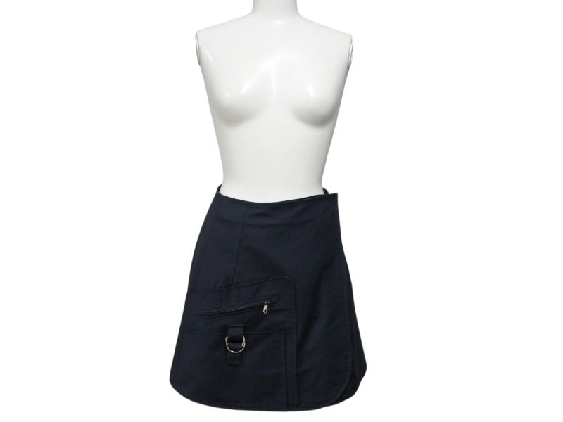 Christian Dior Wrap Skirt 7C21308A1335 Size 34 Navy Cotton Elastane Good Condition Used 4b005235