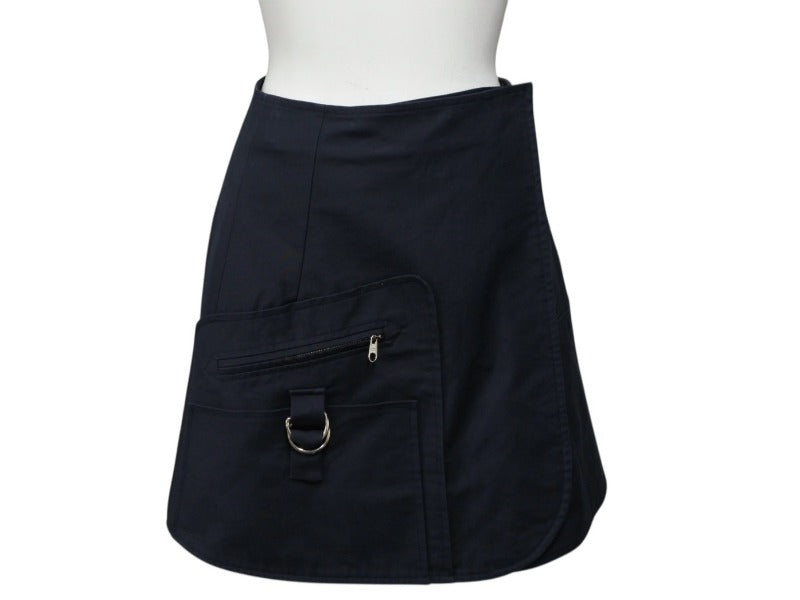 Christian Dior Wrap Skirt 7C21308A1335 Size 34 Navy Cotton Elastane Good Condition Used 4b005235
