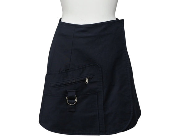 Christian Dior Wrap Skirt 7C21308A1335 Size 34 Navy Cotton Elastane Good Condition Used 4b005235