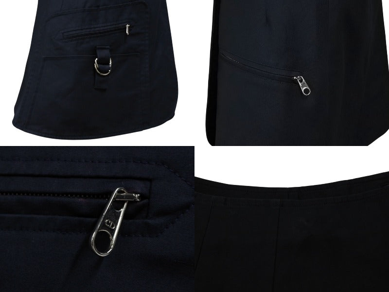 Christian Dior クリスチャンディオール ラップスカート 7C21308A1335 サイズ34 ネイビー コットン エラスタン 美品 中古 4b005235