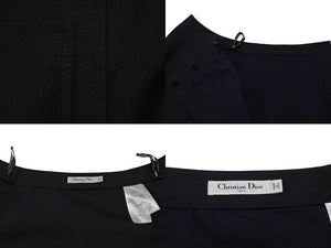 Christian Dior Wrap Skirt 7C21308A1335 Size 34 Navy Cotton Elastane Good Condition Used 4b005235