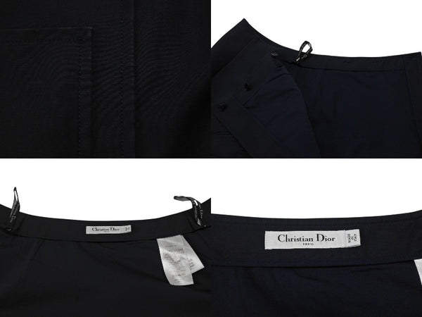 Christian Dior Wrap Skirt 7C21308A1335 Size 34 Navy Cotton Elastane Good Condition Used 4b005235