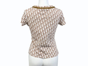 極美品 Christian Dior クリスチャンディオール 半袖VネックTシャツ 5P12044610 サイズ38 トロッター リボン ガリアーノ期 中古 4b005236