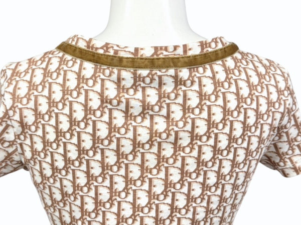 極美品 Christian Dior クリスチャンディオール 半袖VネックTシャツ 5P12044610 サイズ38 トロッター リボン ガリアーノ期 中古 4b005236