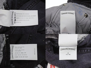 極美品 CHROME HEARTS クロムハーツ × LEVI'S リーバイス セメタリークロスパッチ デニムパンツ ジーンズ サイズ28 ブラック 20パッチ 中古 4b005238