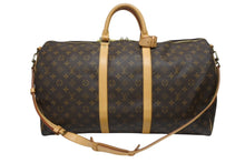 画像をギャラリービューアに読み込む, LOUIS VUITTON ルイヴィトン キーポル バンドリエール55 ボストンバッグ M41414 モノグラム ブラウン 美品 中古 4b005249