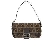 画像をギャラリービューアに読み込む, 極美品 FENDI フェンディ ハンドバッグ ズッカ柄 マンマバケット ブラウン キャンバス レザー 26424 シルバー金具 中古 4b005252
