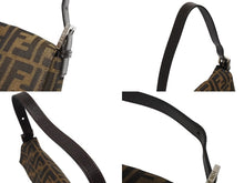 画像をギャラリービューアに読み込む, 極美品 FENDI フェンディ ハンドバッグ ズッカ柄 マンマバケット ブラウン キャンバス レザー 26424 シルバー金具 中古 4b005252