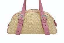 画像をギャラリービューアに読み込む, 極美品 Dior ディオール ガリアーノ期 限定品 希少 ハンドバッグ ミニボストンバッグ 刺繍 ビジュー ベージュ 藁 レザー 中古 4b005253