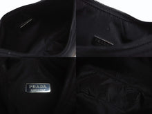 画像をギャラリービューアに読み込む, 極美品 PRADA プラダ ホーボー ワンショルダーバッグ MV515 トライアングルロゴ ナイロン ブラック 中古 4b005254