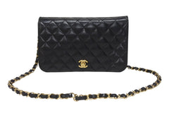 CHANEL シャネル ターンロック チェーンショルダーバッグ 12番台 ココマーク ラムスキン ブラック ゴールド金具 美品 中古 4b005259