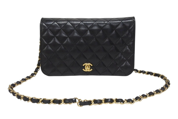 CHANEL シャネル ターンロック チェーンショルダーバッグ 12番台 ココマーク ラムスキン ブラック ゴールド金具 美品 中古 4b005259