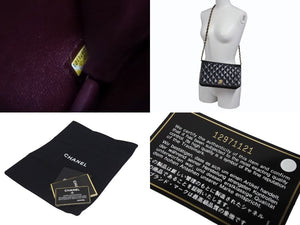 CHANEL シャネル ターンロック チェーンショルダーバッグ 12番台 ココマーク ラムスキン ブラック ゴールド金具 美品 中古 4b005259