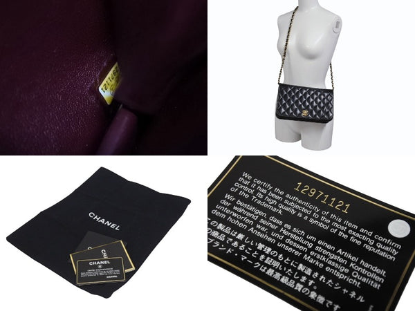 CHANEL シャネル ターンロック チェーンショルダーバッグ 12番台 ココマーク ラムスキン ブラック ゴールド金具 美品 中古 4b005259