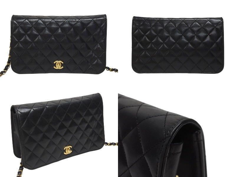 CHANEL シャネル ターンロック チェーンショルダーバッグ 12番台 ココマーク ラムスキン ブラック ゴールド金具 美品 中古 4b005259