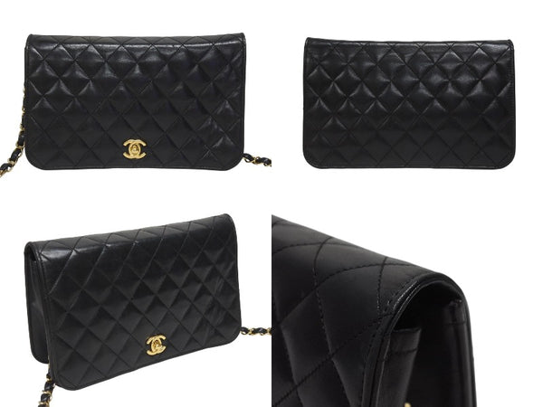 CHANEL シャネル ターンロック チェーンショルダーバッグ 12番台 ココマーク ラムスキン ブラック ゴールド金具 美品 中古 4b005259