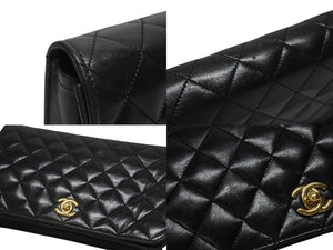 CHANEL シャネル ターンロック チェーンショルダーバッグ 12番台 ココマーク ラムスキン ブラック ゴールド金具 美品 中古 4b005259