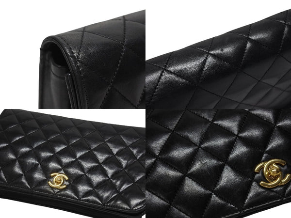 CHANEL シャネル ターンロック チェーンショルダーバッグ 12番台 ココマーク ラムスキン ブラック ゴールド金具 美品 中古 4b005259