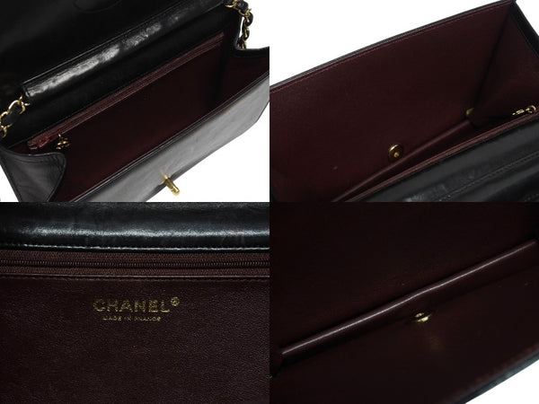 CHANEL シャネル ターンロック チェーンショルダーバッグ 12番台 ココマーク ラムスキン ブラック ゴールド金具 美品 中古 4b005259