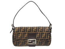 画像をギャラリービューアに読み込む, FENDI フェンディ ハンドバッグ ズッカ柄 マンマバケット ブラウン キャンバス レザー 26424 シルバー金具 美品 中古 4b005261