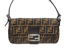 画像をギャラリービューアに読み込む, FENDI フェンディ ハンドバッグ ズッカ柄 マンマバケット ブラウン キャンバス レザー 26424 シルバー金具 美品 中古 4b005261