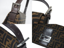 画像をギャラリービューアに読み込む, FENDI フェンディ ハンドバッグ ズッカ柄 マンマバケット ブラウン キャンバス レザー 26424 シルバー金具 美品 中古 4b005261