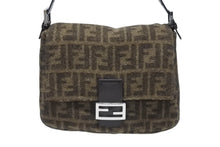 画像をギャラリービューアに読み込む, 極美品 FENDI フェンディ マンマバケット ワンショルダーバッグ 26325 ズッカ柄 ブラウン ウール レザー シルバー金具 中古 4b005262